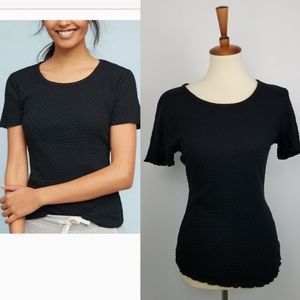 Anthropologie Basic Black Waffle Knit Tee